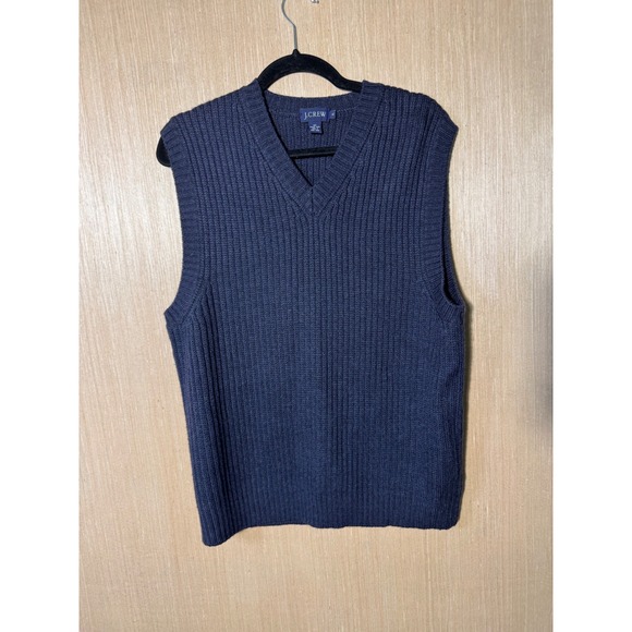 J.Crew Mens XL Merino Wool Knit Sweater Vest Sleeveless Blue - Picture 1 of 5
